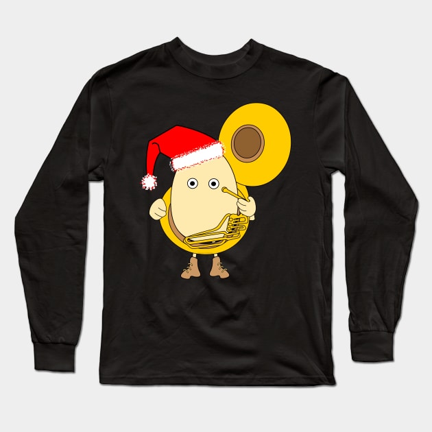 Santa Tuba Player Egghead Long Sleeve T-Shirt by Barthol Graphics